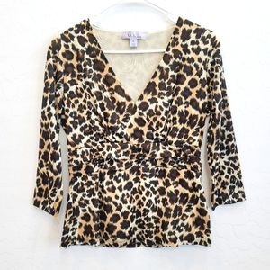 Nine & Co By Nine West Animal Print Blouse Top Women's Size Medium